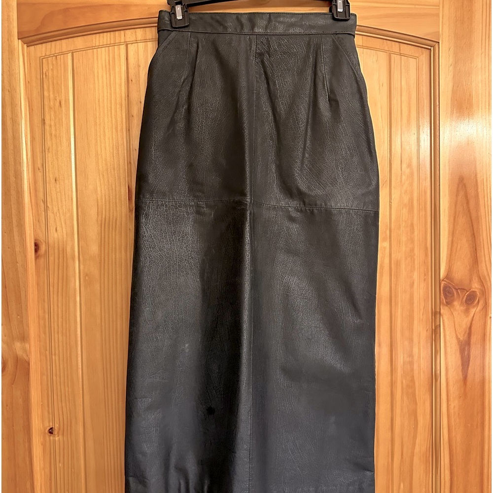 Genuine Black Leather Full Length Lined Skirt-Butter Soft Leather.